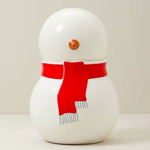 NWOT Indigo Snowman Cookie Jar